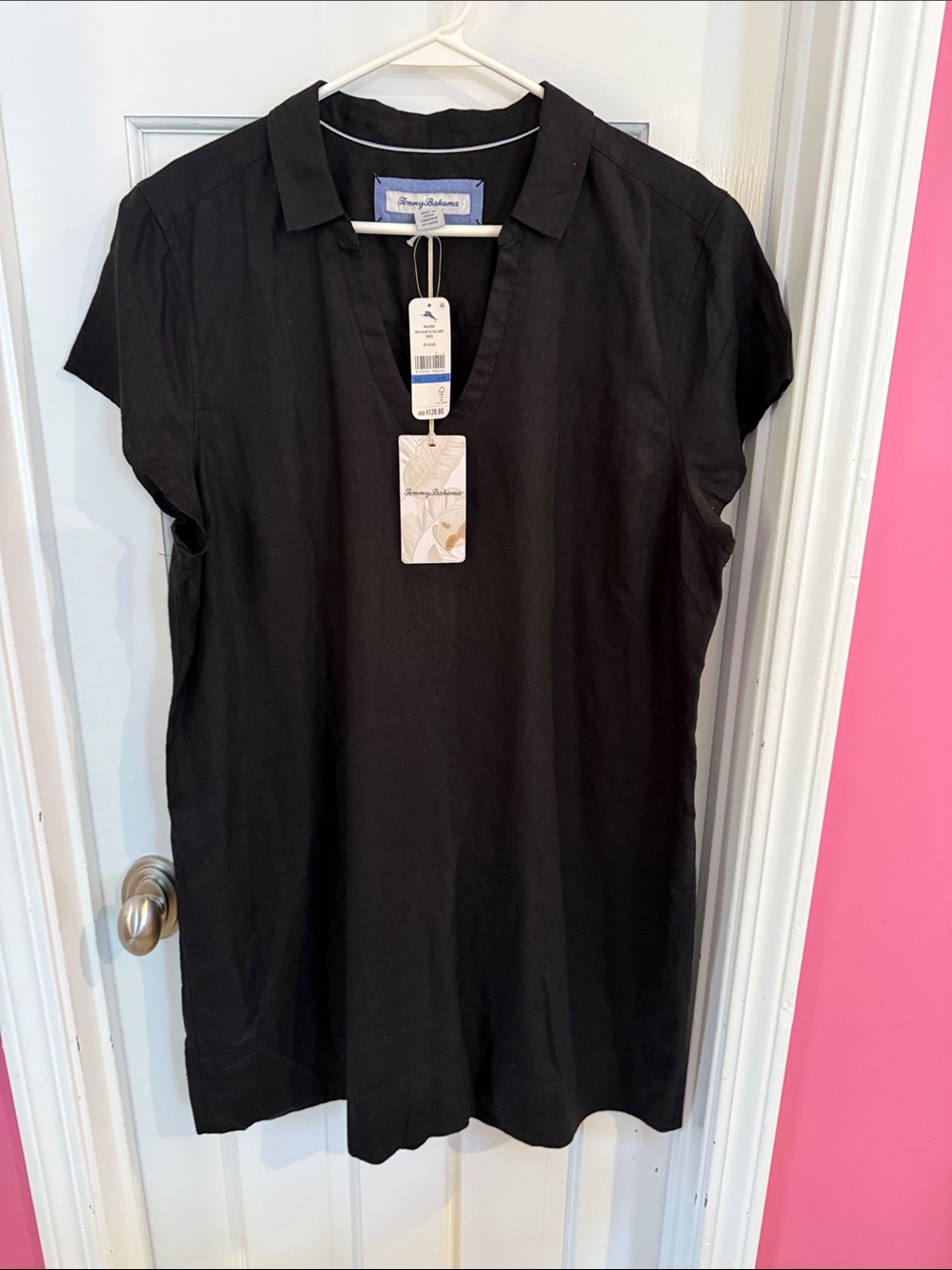 Tommy Bahama Black Mini Dress with Polo Collar